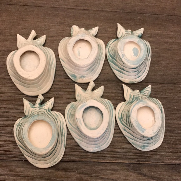 Individual deviled egg cups vintage ceramic apple design. Set of 6 unique EUC - Picture 9 of 9